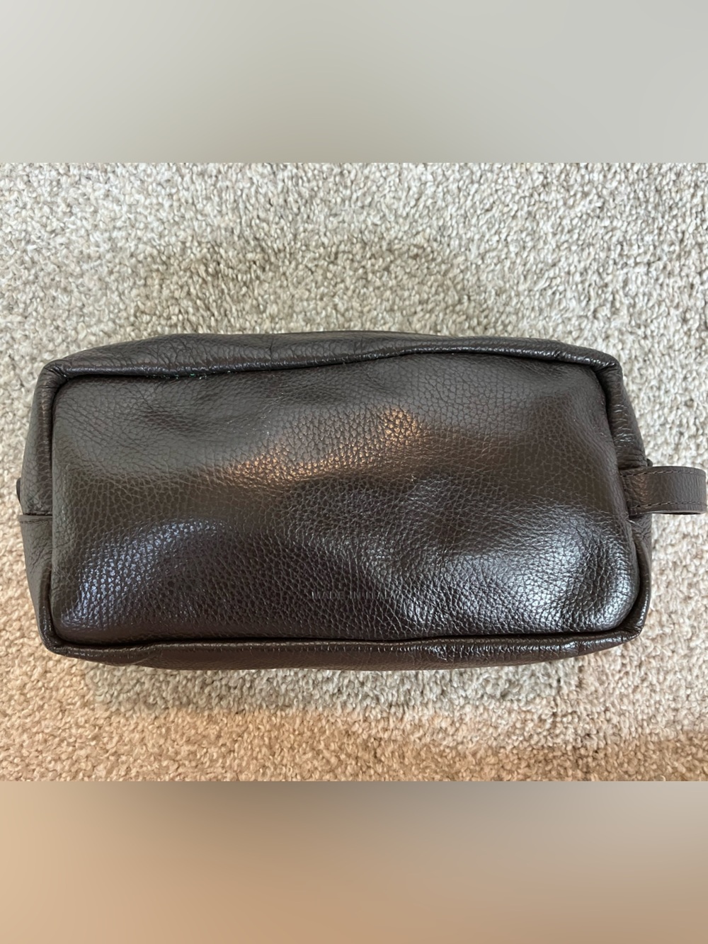 Massei Classic Men's Pebbled Leather Toiletry Pouch in Dark Brown Made in ITALY